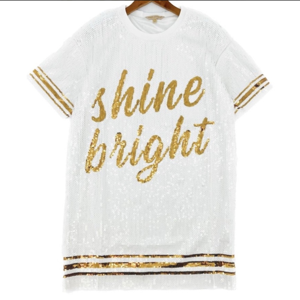 Simply Southern White and Gold Sequin Dress